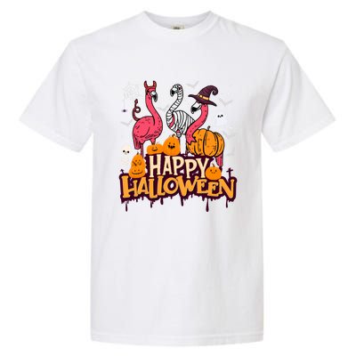 Happy Halloween Flamingo Witch Mummy Costume Gift Garment-Dyed Heavyweight T-Shirt