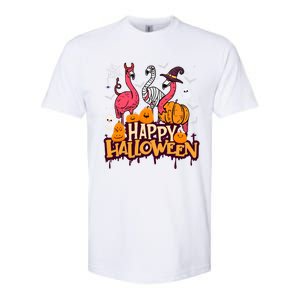 Happy Halloween Flamingo Witch Mummy Costume Gift Softstyle CVC T-Shirt