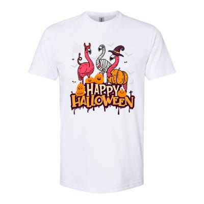 Happy Halloween Flamingo Witch Mummy Costume Gift Softstyle CVC T-Shirt