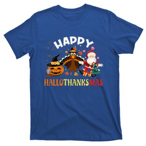 Happy Hallothanksmas Funny Halloween Thanksgiving Christmas T-Shirt