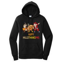 Happy Hallothanksmas Funny Halloween Thanksgiving Christmas Women's Pullover Hoodie