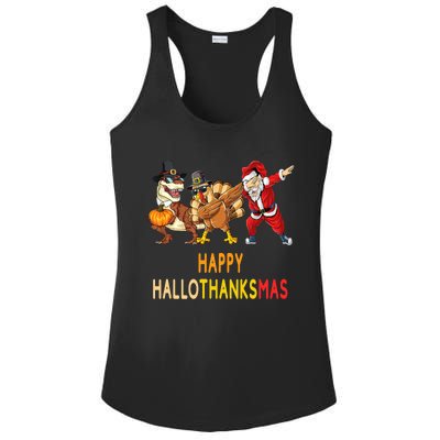 Happy Hallothanksmas Funny Halloween Thanksgiving Christmas Ladies PosiCharge Competitor Racerback Tank