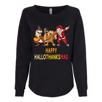 Happy Hallothanksmas Funny Halloween Thanksgiving Christmas Womens California Wash Sweatshirt