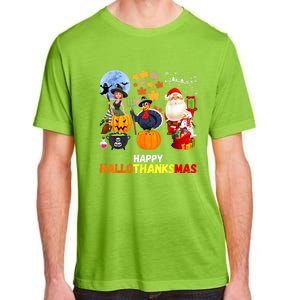 Happy Hallothanksmas Funny Halloween Thanksgiving Christmas Adult ChromaSoft Performance T-Shirt