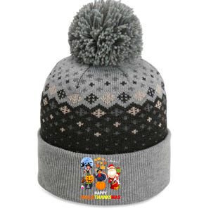 Happy Hallothanksmas Funny Halloween Thanksgiving Christmas The Baniff Cuffed Pom Beanie