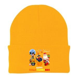 Happy Hallothanksmas Funny Halloween Thanksgiving Christmas Knit Cap Winter Beanie