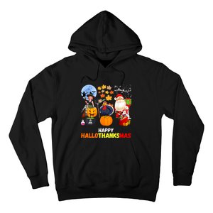 Happy Hallothanksmas Funny Halloween Thanksgiving Christmas Hoodie