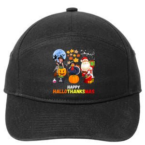 Happy Hallothanksmas Funny Halloween Thanksgiving Christmas 7-Panel Snapback Hat