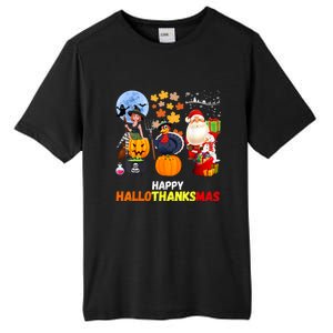 Happy Hallothanksmas Funny Halloween Thanksgiving Christmas Tall Fusion ChromaSoft Performance T-Shirt