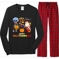 Happy Hallothanksmas Funny Halloween Thanksgiving Christmas Long Sleeve Pajama Set