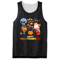 Happy Hallothanksmas Funny Halloween Thanksgiving Christmas Mesh Reversible Basketball Jersey Tank