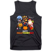 Happy Hallothanksmas Funny Halloween Thanksgiving Christmas Tank Top