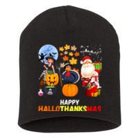 Happy Hallothanksmas Funny Halloween Thanksgiving Christmas Short Acrylic Beanie