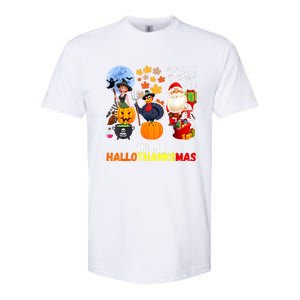 Happy Hallothanksmas Funny Halloween Thanksgiving Christmas Softstyle CVC T-Shirt