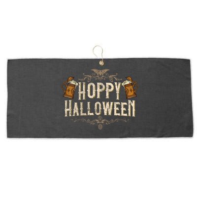 Hoppy Halloween Funny Vintages Halloween Beer Drinking Large Microfiber Waffle Golf Towel