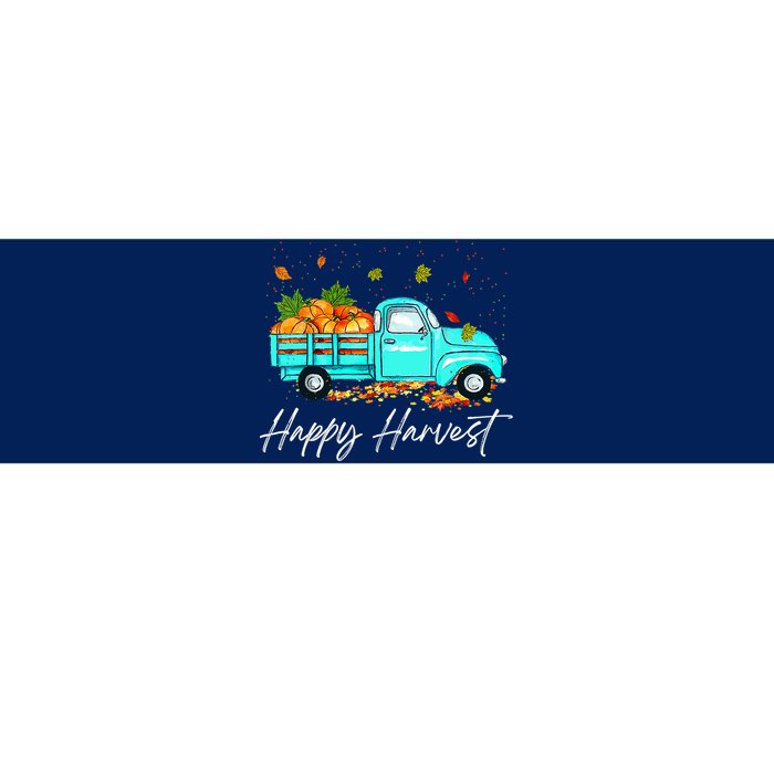 Happy Harvest Fall Season Pumpkin Truck Thanksgiving Vintage Bumper Sticker