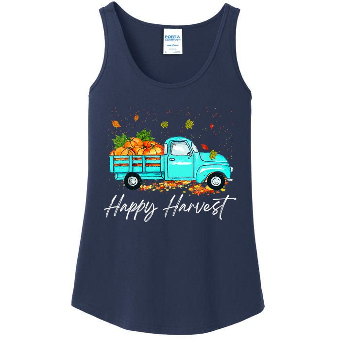 Happy Harvest Fall Season Pumpkin Truck Thanksgiving Vintage Ladies Essential Tank