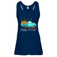 Happy Harvest Fall Season Pumpkin Truck Thanksgiving Vintage Ladies Essential Flowy Tank