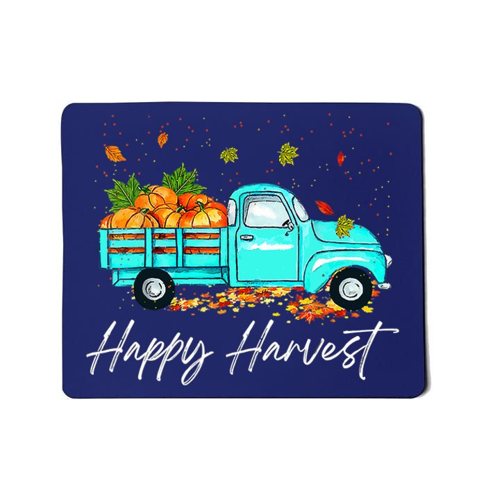 Happy Harvest Fall Season Pumpkin Truck Thanksgiving Vintage Mousepad