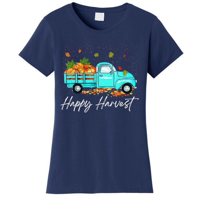 Happy Harvest Fall Season Pumpkin Truck Thanksgiving Vintage Women's T-Shirt