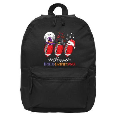 Happy Hallothanksmas Football Halloween Thanksgiving Xmas 16 in Basic Backpack