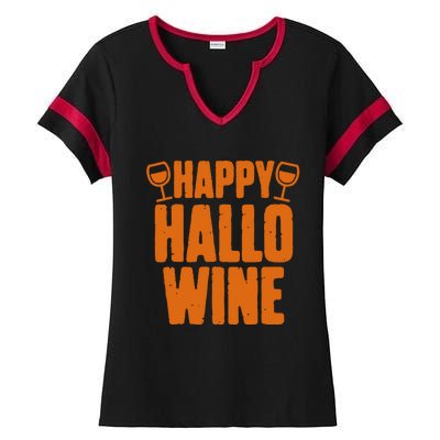 Happy Hallowine Funny Halloween Wine Ladies Halftime Notch Neck Tee