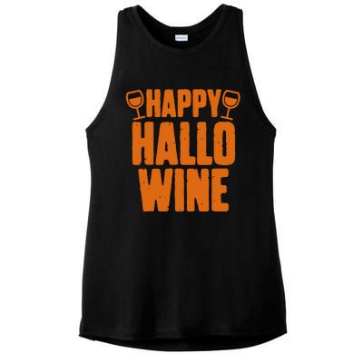 Happy Hallowine Funny Halloween Wine Ladies PosiCharge Tri-Blend Wicking Tank