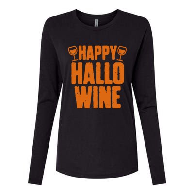 Happy Hallowine Funny Halloween Wine Womens Cotton Relaxed Long Sleeve T-Shirt