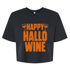 Happy Hallowine Funny Halloween Wine Bella+Canvas Jersey Crop Tee