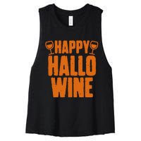 Happy Hallowine Funny Halloween Wine Women's Racerback Cropped Tank