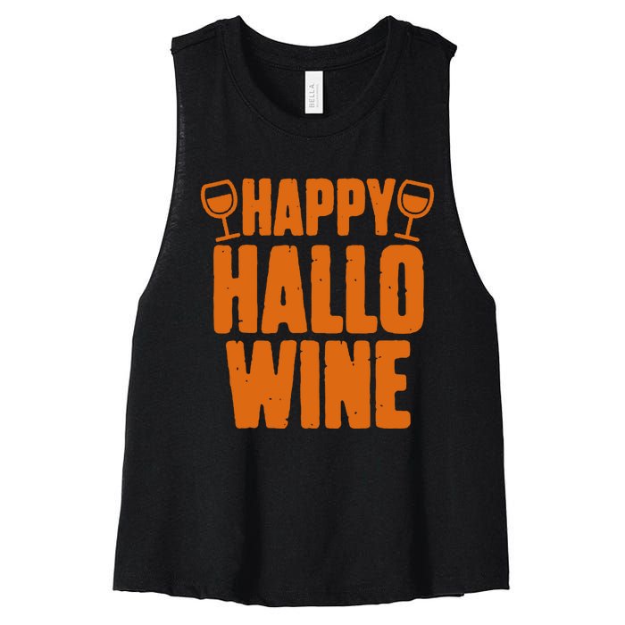 Happy Hallowine Funny Halloween Wine Women's Racerback Cropped Tank