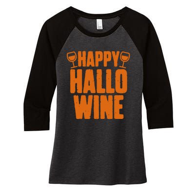 Happy Hallowine Funny Halloween Wine Women's Tri-Blend 3/4-Sleeve Raglan Shirt