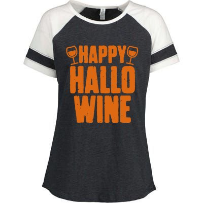 Happy Hallowine Funny Halloween Wine Enza Ladies Jersey Colorblock Tee