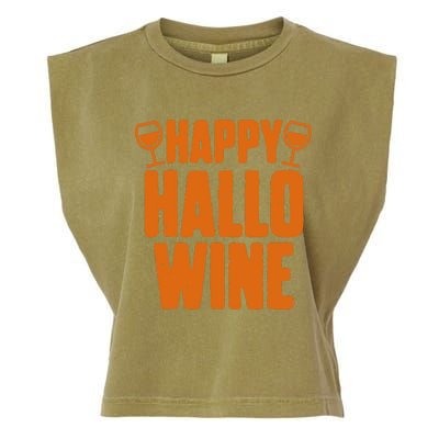 Happy Hallowine Funny Halloween Wine Garment-Dyed Women's Muscle Tee