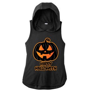 Happy Halloween for and Wo - Pumpkin Halloween Ladies PosiCharge Tri-Blend Wicking Draft Hoodie Tank