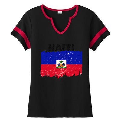 Haiti Haitian Flag Day Haitian Pride Ladies Halftime Notch Neck Tee