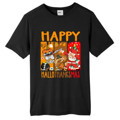 Happy Hallothanksmas Funny Skeleton Pumpkin Santa Dab Dance Cool Gift Tall Fusion ChromaSoft Performance T-Shirt