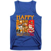 Happy Hallothanksmas Funny Skeleton Pumpkin Santa Dab Dance Cool Gift Tank Top