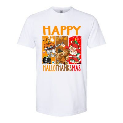 Happy Hallothanksmas Funny Skeleton Pumpkin Santa Dab Dance Cool Gift Softstyle® CVC T-Shirt