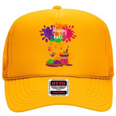 Happy Holi Festival Outfit For Family High Crown Mesh Back Trucker Hat