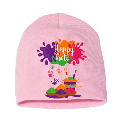 Happy Holi Festival Outfit For Family Short Acrylic Beanie