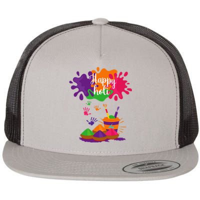 Happy Holi Festival Outfit For Family Flat Bill Trucker Hat