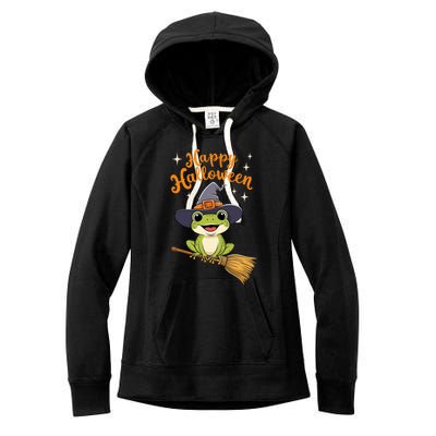 Happy Halloween Frog Cute Costume Funny Frog Witch Women's Fleece Hoodie