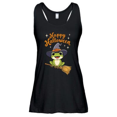 Happy Halloween Frog Cute Costume Funny Frog Witch Ladies Essential Flowy Tank