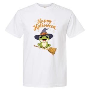 Happy Halloween Frog Cute Costume Funny Frog Witch Garment-Dyed Heavyweight T-Shirt