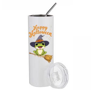 Happy Halloween Frog Cute Costume Funny Frog Witch Stainless Steel Tumbler