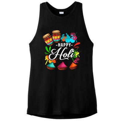 Happy Holi Festival Color Costume India Hindu Spring Funny Gift Ladies PosiCharge Tri-Blend Wicking Tank