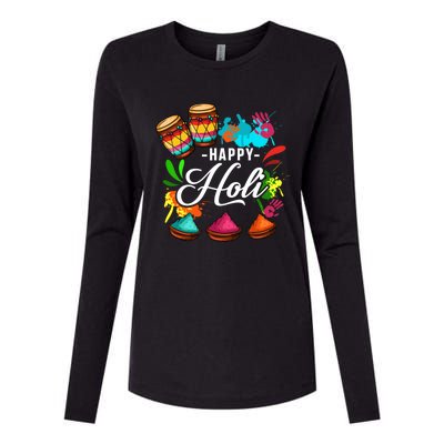 Happy Holi Festival Color Costume India Hindu Spring Funny Gift Womens Cotton Relaxed Long Sleeve T-Shirt