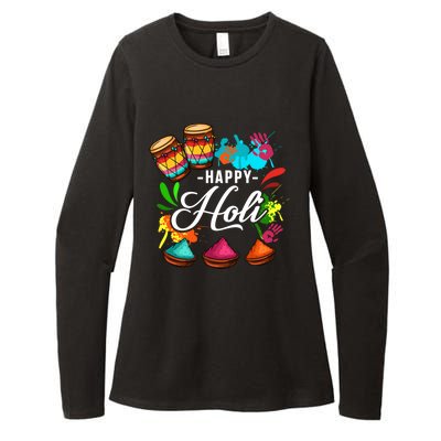 Happy Holi Festival Color Costume India Hindu Spring Funny Gift Womens CVC Long Sleeve Shirt