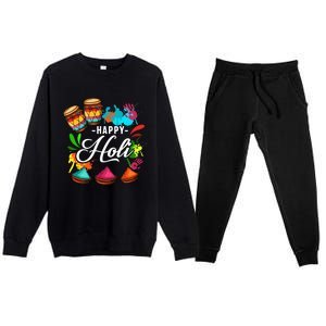 Happy Holi Festival Color Costume India Hindu Spring Funny Gift Premium Crewneck Sweatsuit Set